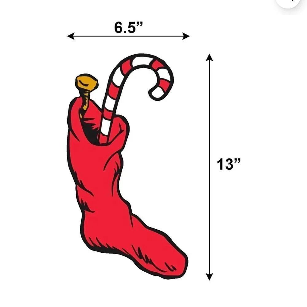 Dr. Seuss The Grinch in Wreath with Stocking Window Cling Vinyl Holiday Decor